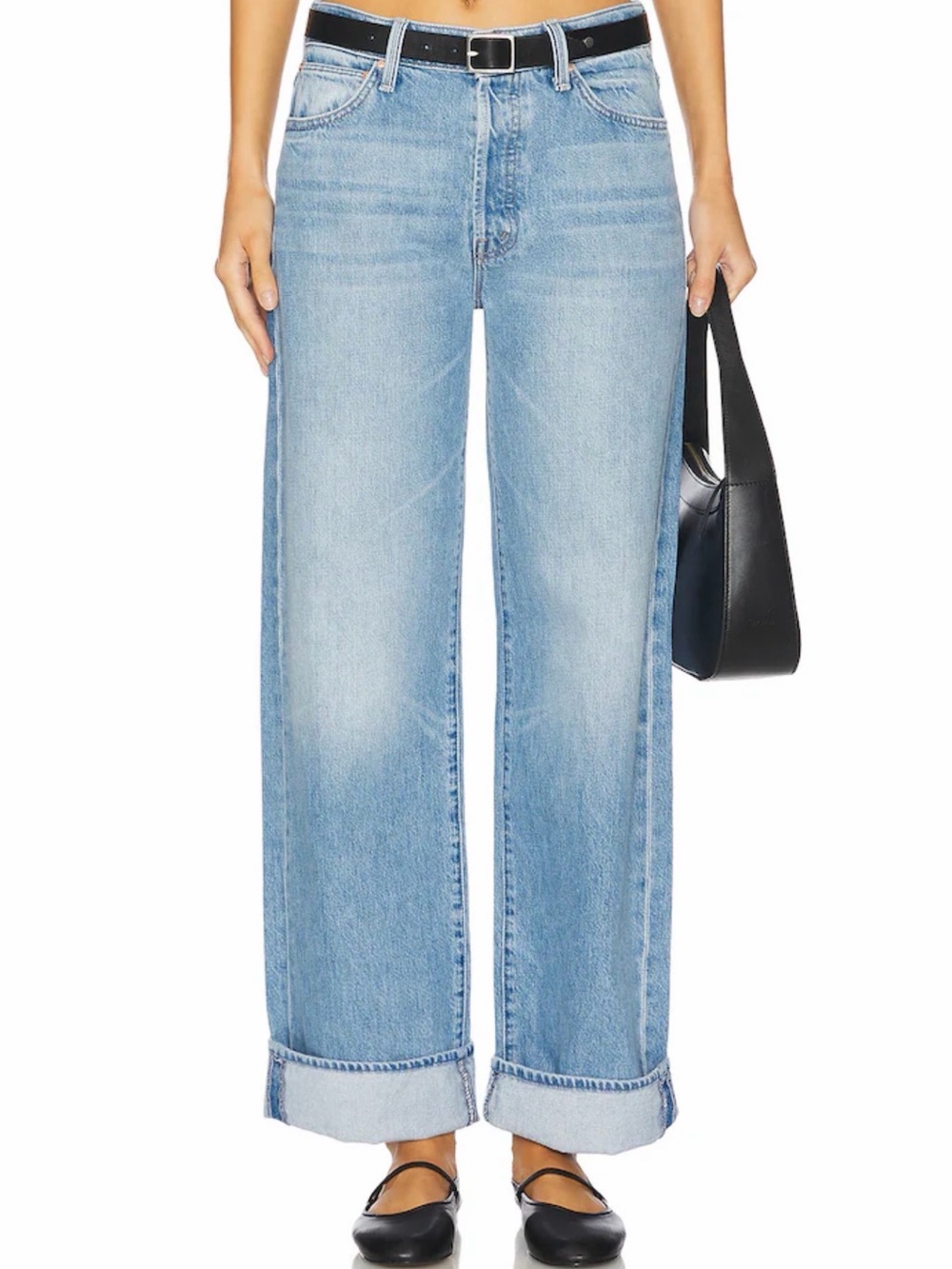 LIL’ MOTHER - Lil’ Dodger Button Hover Cuff- Light Wash Wide-Leg Women's Jeans